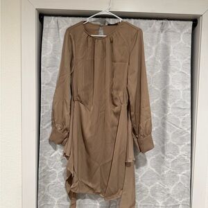 Elegant Long Sleeve Brown Dress